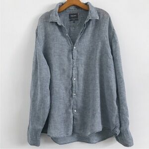 BONOBOS MENS SHIRT 100% LINEN BLUE LONG SLEEVE BUTTON BEACH RESORTS 2XL